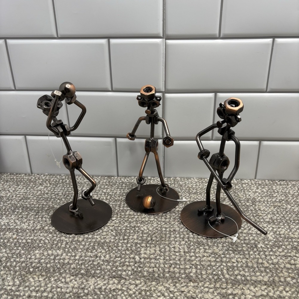 Metal Figurines Copper Color Metal Washers Bolts‎ Figurine Art Statue Unique X 3